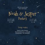Geboortekaartje tweeling maan sterren universum 3