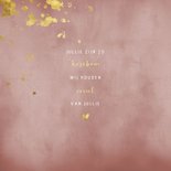 Geboortekaartje tweeling oudroze waterverf gouden spetters 2