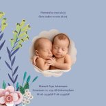 Geboortekaartje tweeling zwaan bloemen 2