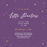 Geboortekaartje uiltje maan winter sterren schattig gezin Achterkant