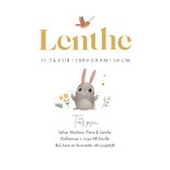 Geboortekaartje unisex broertje zusje konijn lente bloemen 3