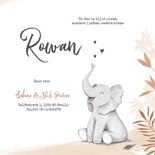 Geboortekaartje unisex olifant trend waterverf hartjes 3