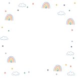 Geboortekaartje unisex regenboogjes wolkjes confetti  Achterkant