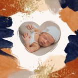 Geboortekaartje unisex verf goud koper blauw 2