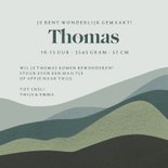 Geboortekaartje voor een jongen met landschap en een zon 3