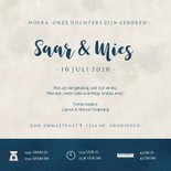 Geboortekaartje voor een meisjes tweeling silhouette in maan 3