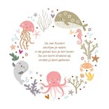 Geboortekaartje vrolijke zeedieren meisje in krans 2