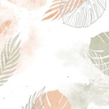 Geboortekaartje waterverf botanisch in aardetinten Achterkant