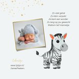 Geboortekaartje zebra foto goud hartjes jongen 2