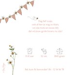 Geboortekaartje zusje met drie beertjes tussen de bloemen 2