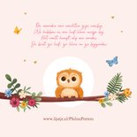 Geboortekaartje zusje uiltjes lief schattig boom bloemen 2