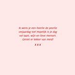 Geinige roze verjaardagskaart heerlie de peerlie 3