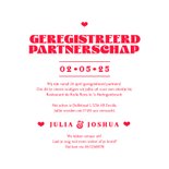 Geregistreerd partnerschap hip modern uitnodigingskaart roze 3