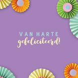 Geslaagd kaart lila met rozetten 3