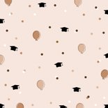 Geslaagdkaart hoera met confetti en afstudeerhoedjes beige 2