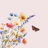 Gezellige verjaardagskaart met getekende voorjaarsbloemen 2