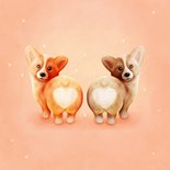 Grappig valentijnskaartje twee corgi's met hartjes 2