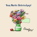 Grappige beterschapskaart met vogel, toekan en bloemen 3