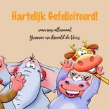 Grappige felicitatiekaart diverse dieren in venster 3