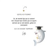 Grappige handlettering geslaagd kaart illustratie dolfijn 3