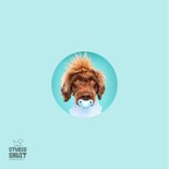 Grappige kaart puppy van hond blauwe speen en slabbetje 2