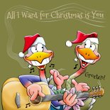 Grappige kerstkaart met twee vogels die gitaar spelen 3