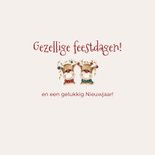 Grappige kerstkaart tekening twee rendieren met kerslichtjes 3