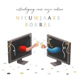 Grappige online nieuwjaarsborrel uitnodiging kaart 2