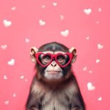 Grappige valentijnskaart aap still single hartjes 2