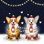 Grappige valentijnskaart met 2 corgi's een lichtpuntje 2