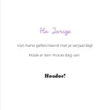 Grappige verjaardagskaart van hond met lolly en slingers 3