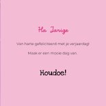 Grappige verjaardagskaart van hond met lolly en slingers 3