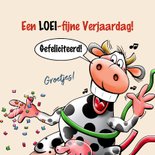Grappige verjaardagskaart voor de jarige met dansende koe 3