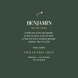 Groen geboortekaartje met vredesduif en sterretjes 3