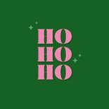 Groen met roze trendy kerstkaartje ho ho ho 2