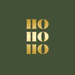 Groene kerstkaart met gouden ho ho ho 2