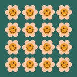 Groovy beterschapskaartje met retro smiley bloemen 2