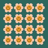 Groovy wenskaartje met retro smiley bloemen 2