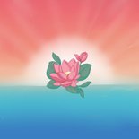 Hindoestaans geboortekaartje zonsopgang meisje Achterkant