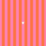 Hip en trendy bedankkaartje roze oranje streepjes hartje Achterkant