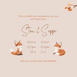 Hip geboortekaartje bosdieren illustratie vosjes tweeling 3