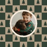 Hip kerstkaartje blokjespatroon met kerstbomen Merry Xmas 2