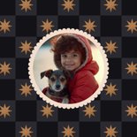 Hip nieuwjaarskaartje blokjespatroon met sterren Best Wishes 2