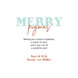 Hippe kerstkaart humor merry pugmas hondje kerstmuts en trui 3