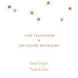 Hippe kerstkaart sterretjes goud oranje roze 3