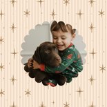 Hippe kerstkaart streepjes met sterren fijne kerst beige 2