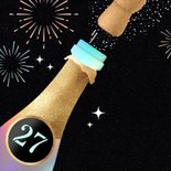 Hippe nieuwjaarskaart champagne glazen vuurwerk 2