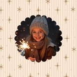 Hippe nieuwjaarskaart streepjes met sterren beige 2