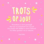 Hippe roze geslaagd kaart met naam er op - Woohoo geslaagd! 3