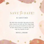 Hippe save the date kaart geometrische vorm, gouden spetters 3